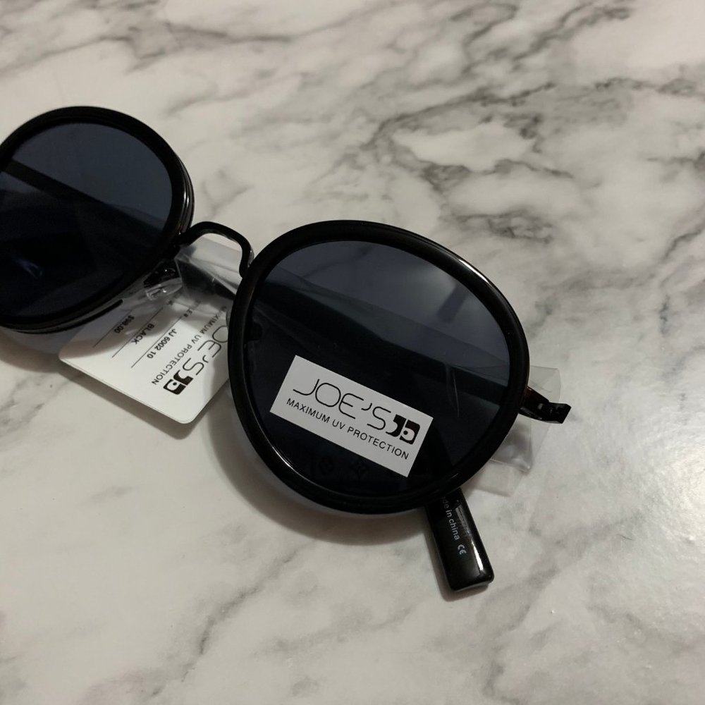 Joe's Jeans Black Round Metal Sunglasses NWT - Picture 2 of 6